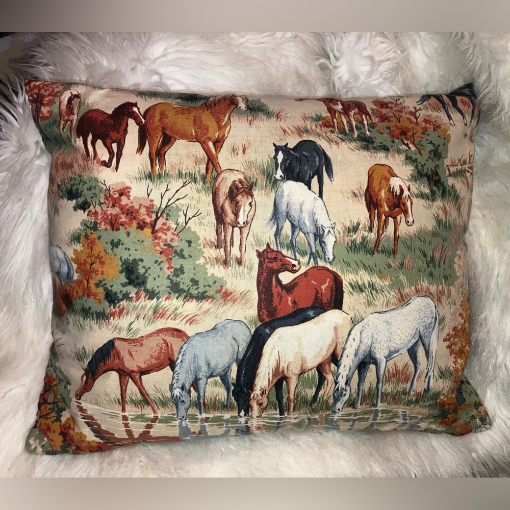 Wild Horses Print Decorative Pillow